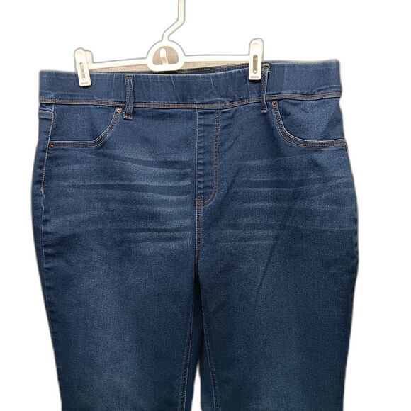 Terra & Sky Womens Pull On Bootcut Jeans Jeggings 1X 16W 18W Stretch Denim Blue - Picture 3 of 4